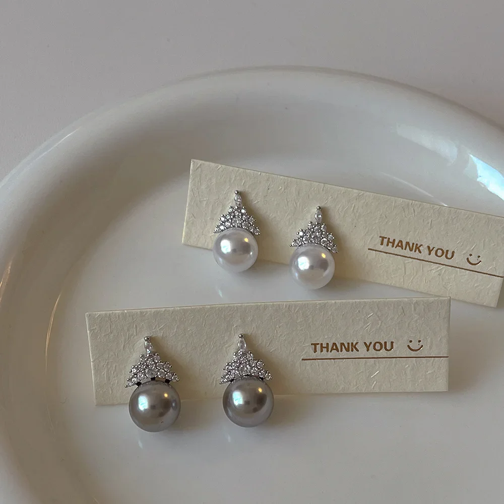 Французские винтажные серьги с жемчугом и цирконием женские из серебра 925 пробы