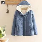Женская короткая куртка LY VAREY LIN, теплая облегающая куртка с капюшоном, однотонное хлопковое пальто, милая верхняя одежда, осень-зима