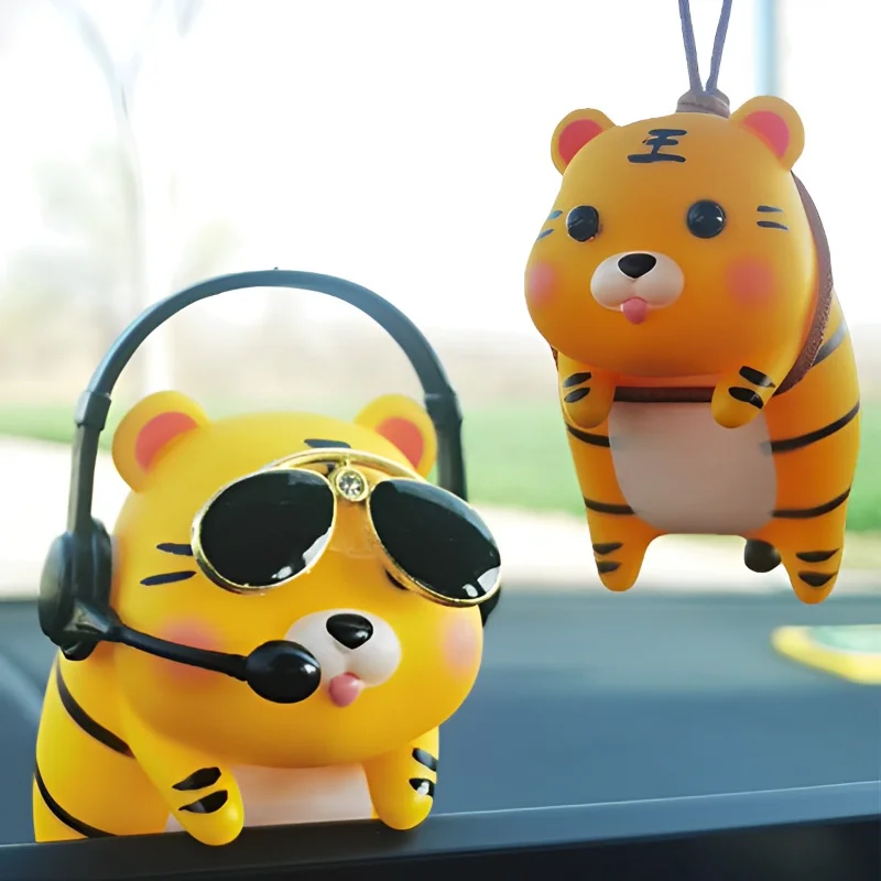 

Cute Animal Car Pendant Panda Pig Tiger Auto Styling Rearview Mirror Swing Pendant Creative Car Decoraction Interior Accessories