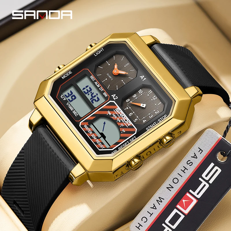 6210 Модные мужские электронные часы SANDA от лучшего бренда умный датчик