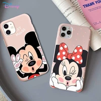 disney cute mickey mouse pooh phone case for iphone 11 12 13 mini pro xs max 8 7 6 6s plus x xr solid candy color case