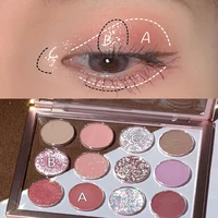 12 colors transparent eyeshadow palette multi color pearl matte pigment glitter highlighter earth color eye shadow beauty makeup