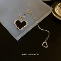 asymmetric zircon tassel earrings for women set auger love south korean senior fashion sense light luxury ear clip