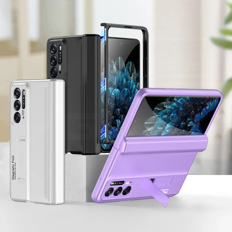 

GKK Magnetic Hinge Bracket Plastic Case For OPPO Find N 5G Anti-knock Camera Protection Cover For OPPO Find N Hard Stand Case