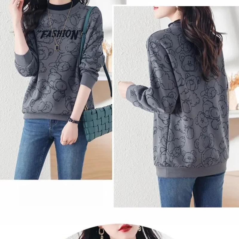 Женская толстовка с круглым вырезом принты и размеры в ассортименте