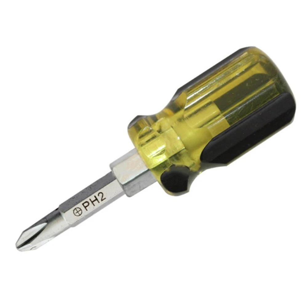 

1pc Screwdriver Dual Interchangeable Short Slotted Cross Screw Driver Impact Double Head PH2 SL6 70mm Bit Nutdrivers Hand Tools