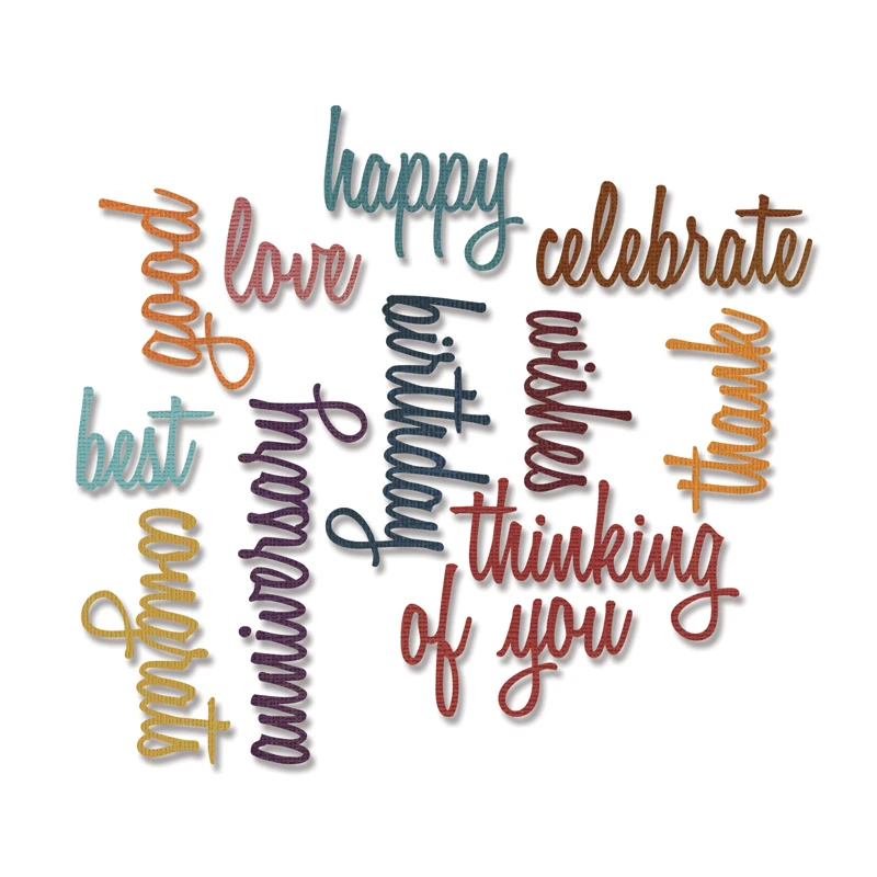 

2020 New Sentiment Words Metal Cutting Dies Happy Love and Celebrate Die Cut Scrapbooking For Crafts Card Making No Stamps Sets