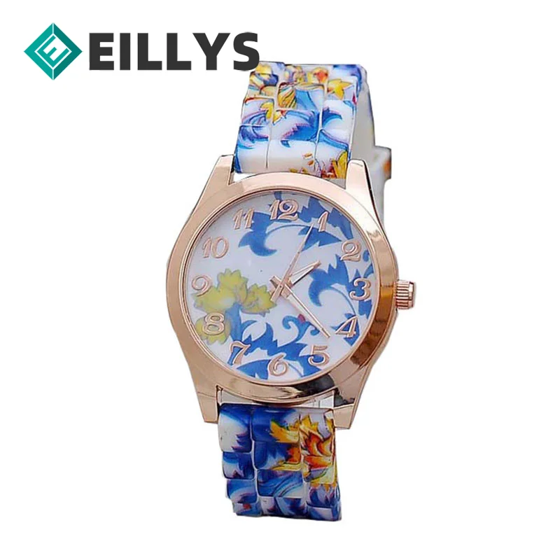 

Women's Blue Flower Watches 2022 Luxury Ladies Watch Silicone Strap Watches For Women Fashion Bayan Kol Saati Reloj Mujer Watch