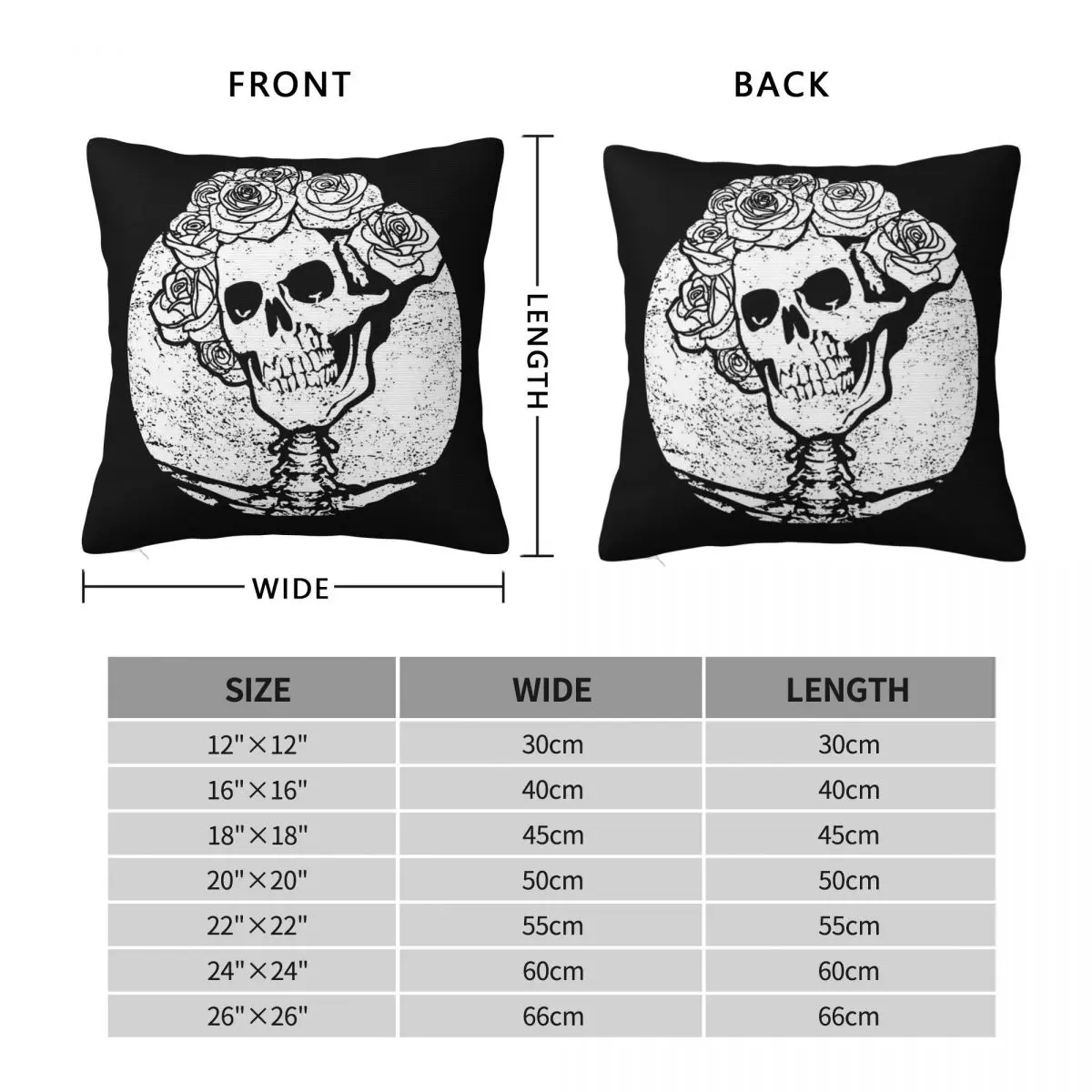 Фото Квадратная наволочка Grateful Dead Skull & Roses из полиэстера, льна и бархата с принтом, декоративная наволочка на молнии, чехол для домашней подушки №2
