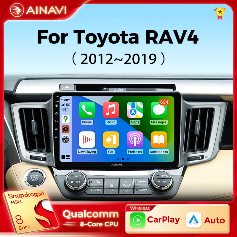 For Toyota Rav4 Rav 4 Xa40 2012-2019 Carplay Android Auto Qualcomm Car Stereo Multimedia Player Dsp 48eq 2 Din