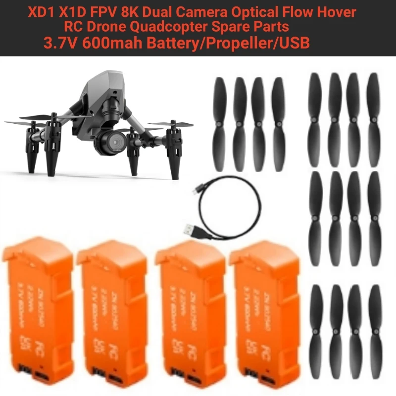 

XD1 X1D FPV 8K двойная камера оптический поток Hover дистанционное управление RC Дрон Квадрокоптер запасные части 3,7 в 600 мАч аккумулятор/пропеллер/USB
