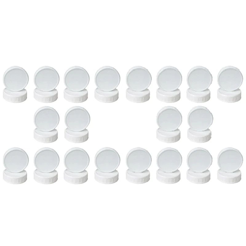 

20 Pieces White Plastic Mason Jar Lids With Silicone Grommets Leak Proof Food Grade Storage Cap Fit Regular Mouth