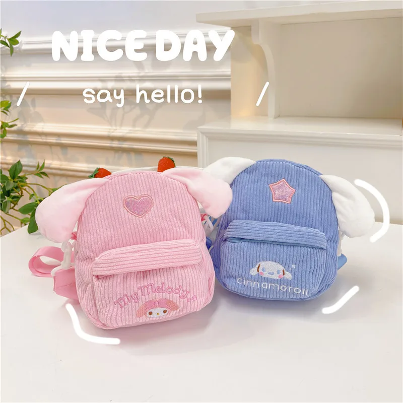 

Sanrio Girly Cute Mini Kuromi My Melody Small Shoulder Bag Cartoon Embroidered Corduroy Outing Storage Small Soft Bag