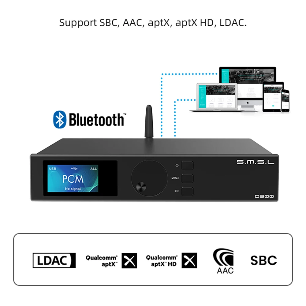 SMSL D300 Bluetooth 5 0 декодер DAC ROHM BD34301EKV чип XMOS DSD512 PCM768KHZ LDAC с дистанционным управлением