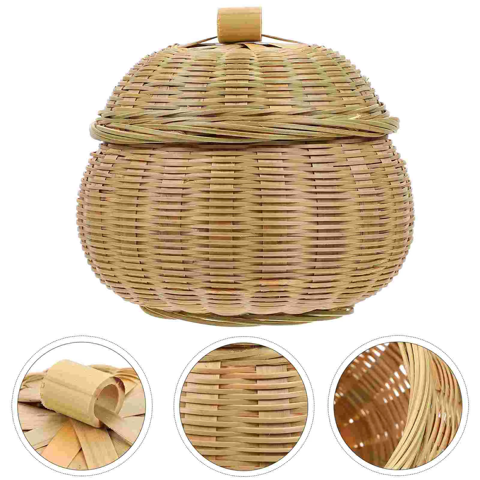 

Basket Storage Woven Egg Rattan Bamboo Baskets Fruit Wicker Lid Round Tray Decorative Serving Holder Bowls Chicken Bread Bowl