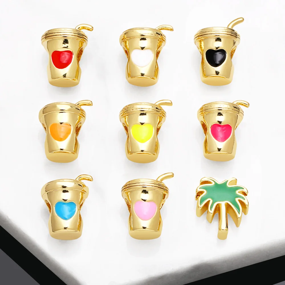 OCESRIO трендовые Мини Подвеска чашка кофе для браслета, медные позолоченные эмалевые ювелирные изделия в форме сердца, оптовая продажа chma203