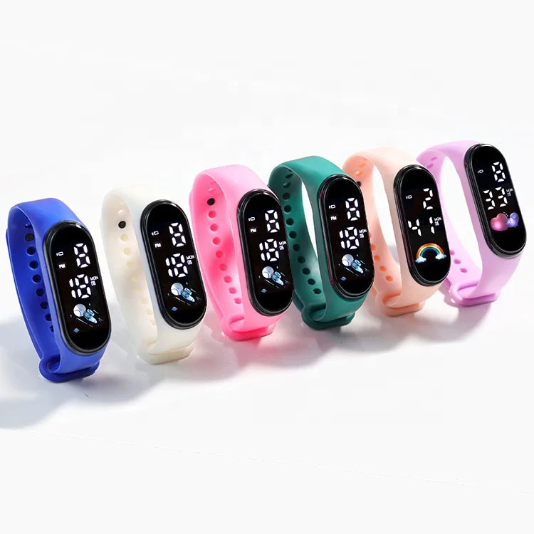 

Детские электронные цифровые часы со светодиодным дисплеем, водонепроницаемые спортивные часы с браслетом для мальчиков и девочек, Reloj