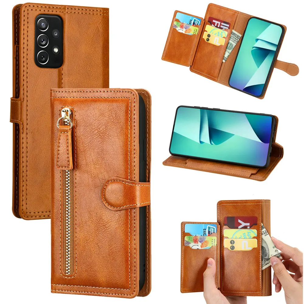 A54 A53 A52 A72 23 Flip Case Zipper Leather Book Shell for Samsung Galaxy A52s A23 14 12 A11 A51 A71 31 A 52 A34 5G Wallet Cover