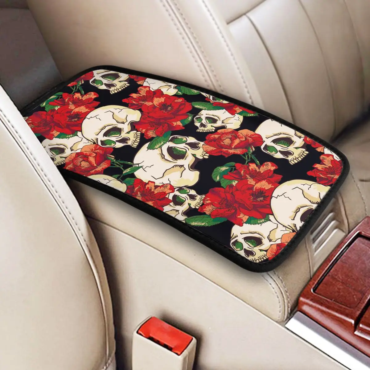 Чехол для автомобильного подлокотника кожаный коврик с цветочным рисунком