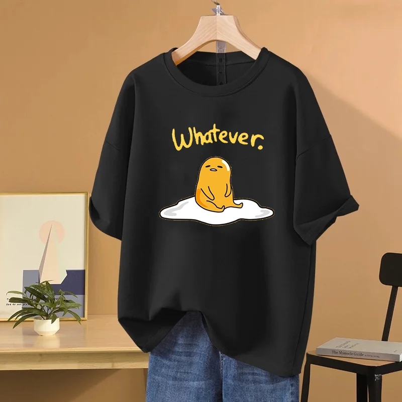 Sanrio Gudetama Повседневная Милая футболка с принтом Студенческая парная мультяшная