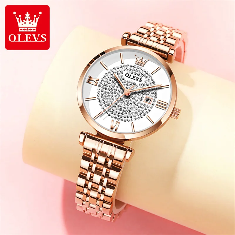 2023 OLEVS High Quality Watch Women Diamond Fashion Jewelry Chain Bracelet Waterproof Quartz WristWatches Ladies Watch Reloj