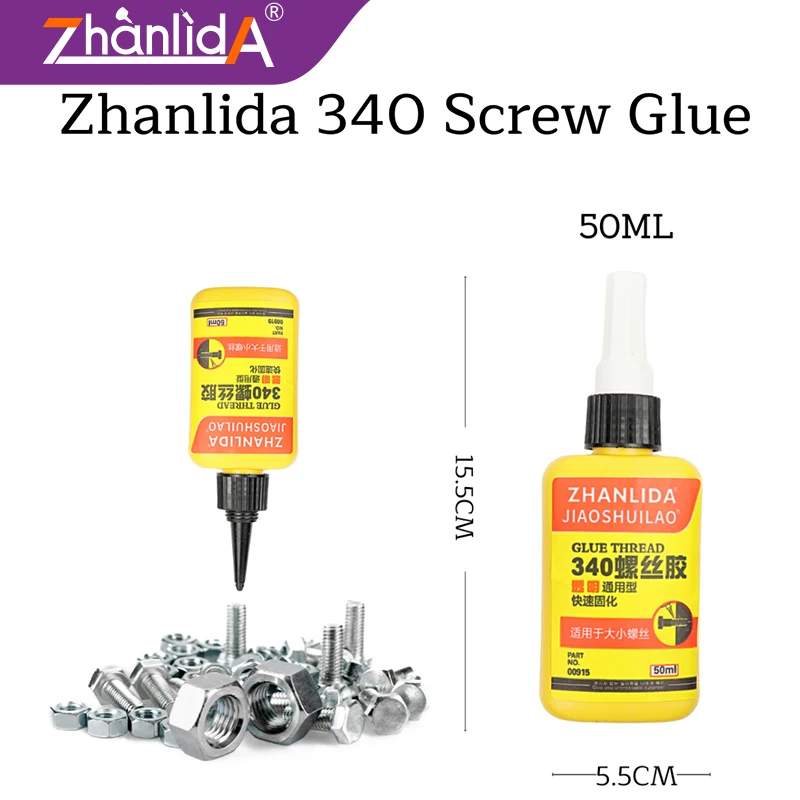 Zhanlida 340 Screw Glue 50ML Light Yellow Clear Metal Special Mold Fastening Cylindrical Adhesive Bearing Thread Locking Agent