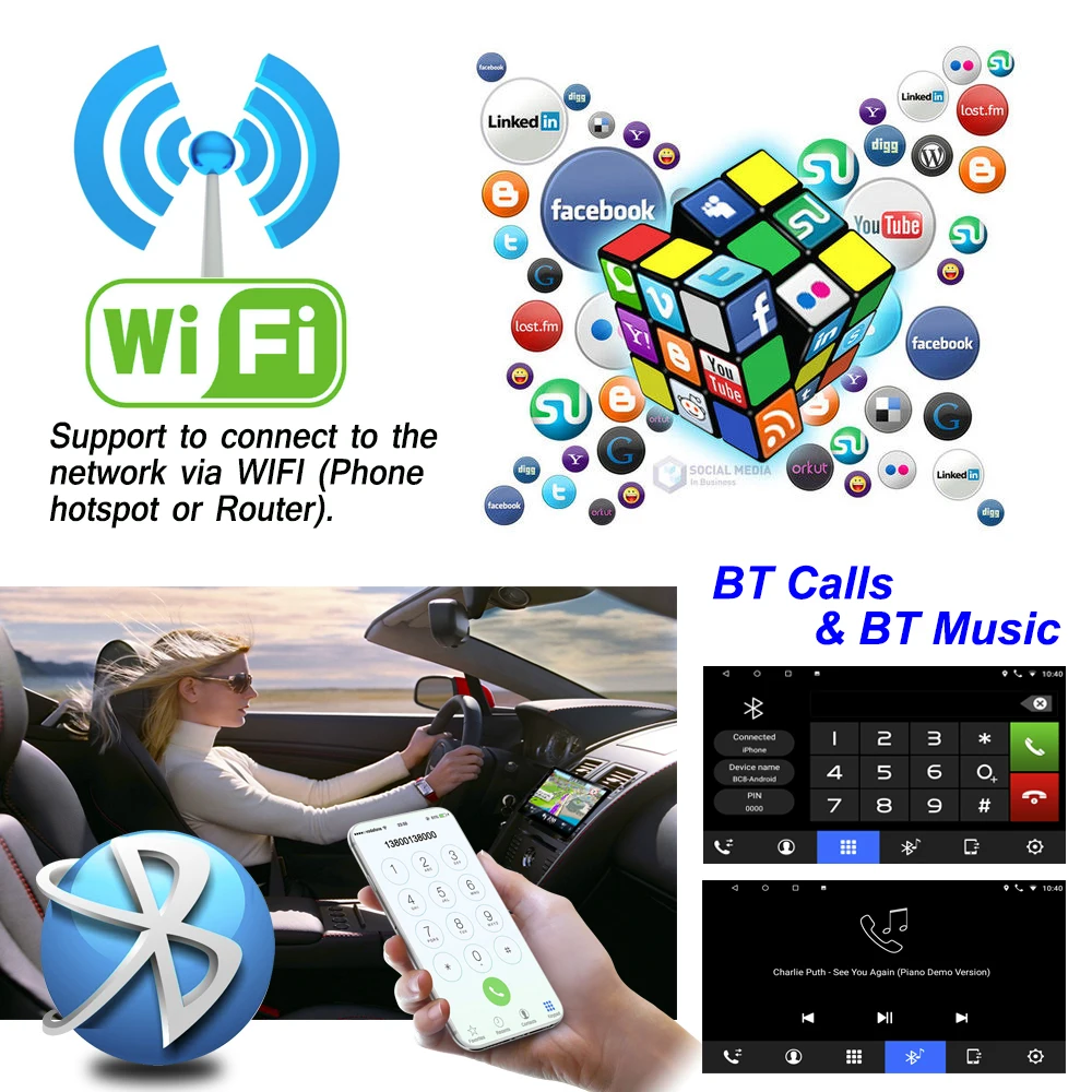 $76.49 1 DIN Adjustable Universal Car Stereo Radio Android 7.1-9.1 7 Inch Touch Screen FM Quad-Core GPS Navigation Carplay Android Auto