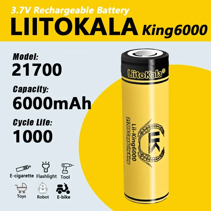 1-20 шт. LiitoKala King6000 21700 6000 мАч аккумуляторная батарея 3 7 В 1C разрядка аккумуляторы