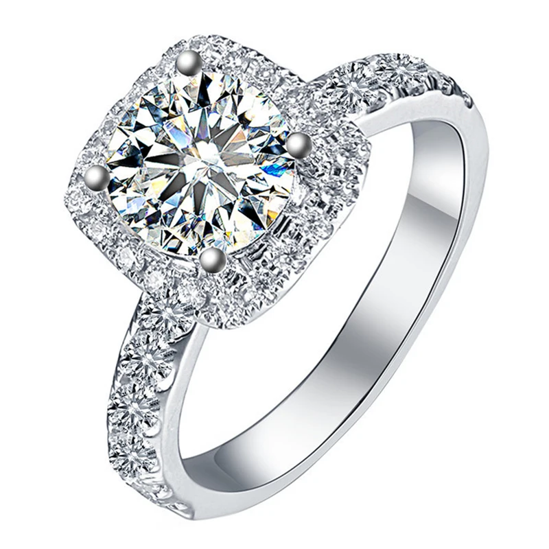 

Unique Full Diamond Luxury Real S925 Sterling Silver Rings Women Dazzling Exquisite Jewelry Elegant Wedding Party Gift Features