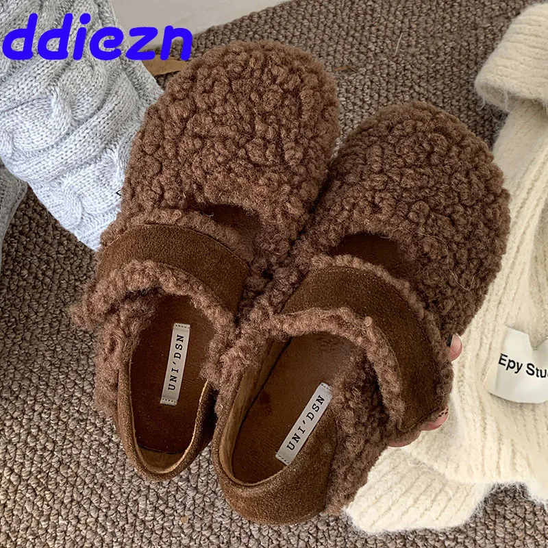 Теплая зимняя модная обувь на плоской подошве с крючками женская Мэри Джейн в