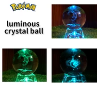 anime peripherals pokemon pikachu 3d crystal pokeball ornaments model birthday gift can glow charmander