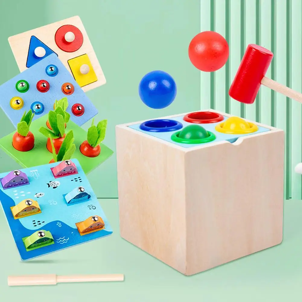 

Игрушка Монтессори 6 в 1, магнитная рыболовная игрушка, прочная коробка, деревянный червь, захват, игра, подарок, искусственный день рождения,...