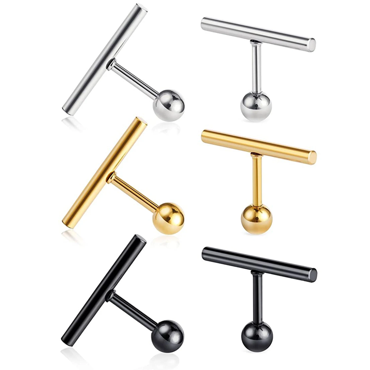 

1 Pair Stainless Steel Line Stick Simple Studs Earrings for Women Men Punk Piercing Jewelry