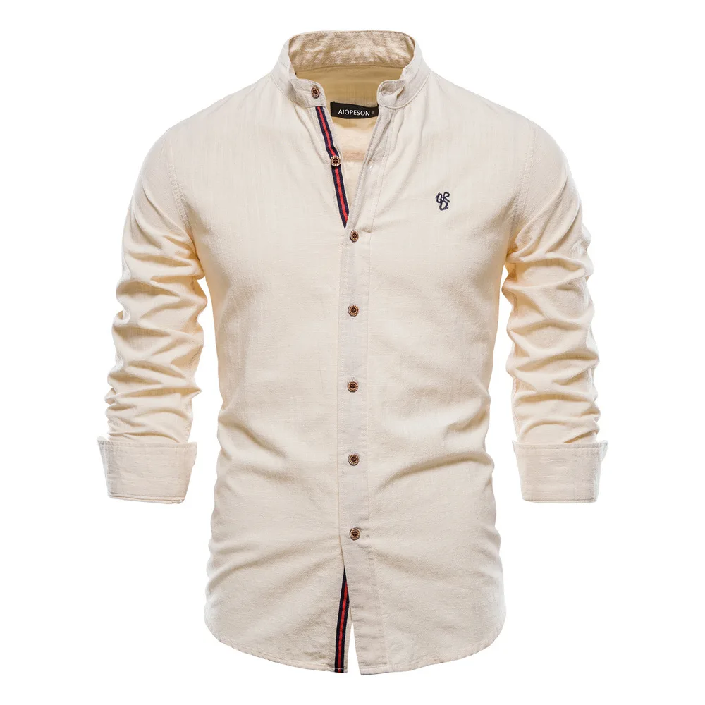 Autumn Shirt Men Solid Color High Quality Long Sleeve Cotton White Shirt for Men Lapel Casual Social Men's Shirts New