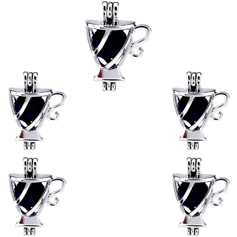 

10Pcs Fashion Charm Cup Pearl Cage Floating Locket Aromatherapy Diffuser Pendant Necklace Bracelet DIY Jewelry Making Bulk