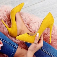 pereira lemon yellow stilettos pumps sexy women high heel shoes women women pointed toe thin heel pumps for party plus size