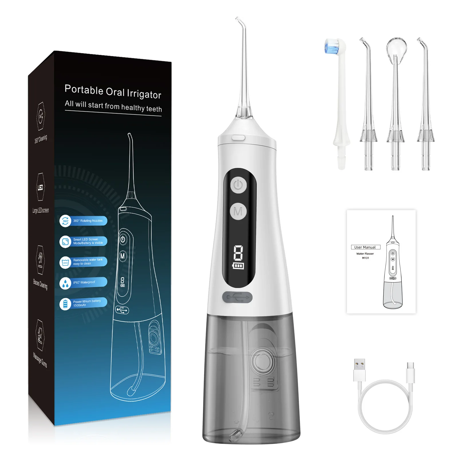 

Newest 9 Modes Oral Irrigator Water Flosser Teeth Whitening Waterproof Portable Dental Water Jet Floss 350ML Tank Teeth Cleaner