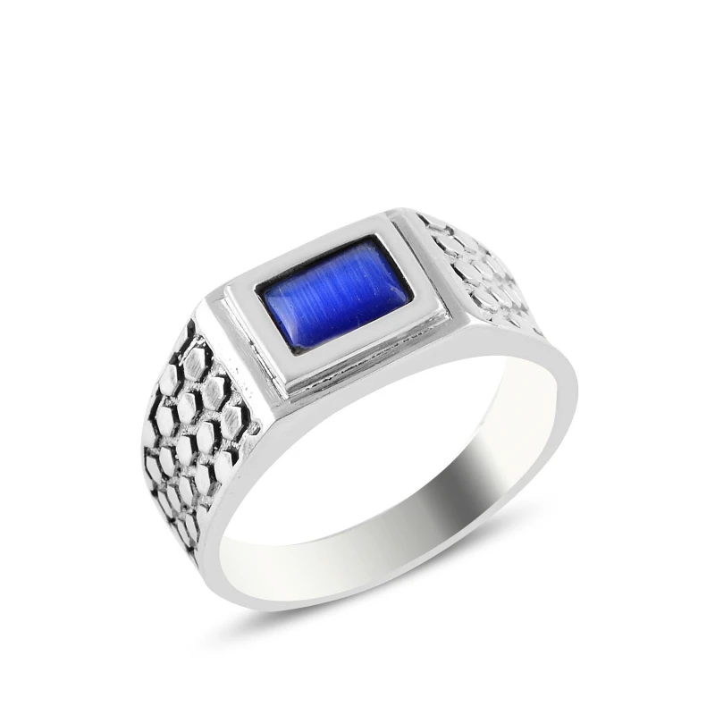 

Серебряный 925 набор темно-синего кольца с камнем кошачий глаз