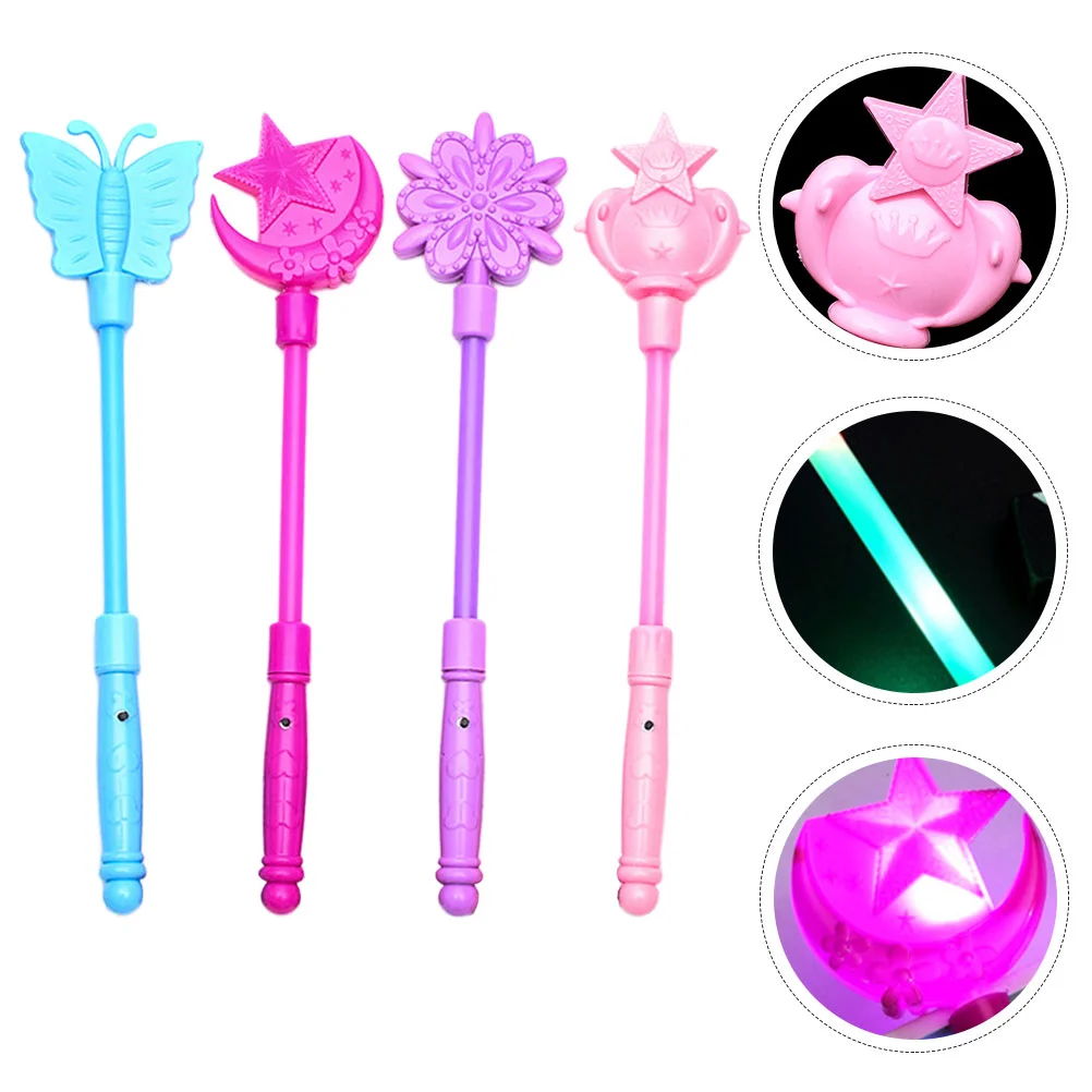 

4 Pcs Flash Stick Children Toys Glow Luminous Plaything Crown Cheering Sticks Pvc Girl Glowing