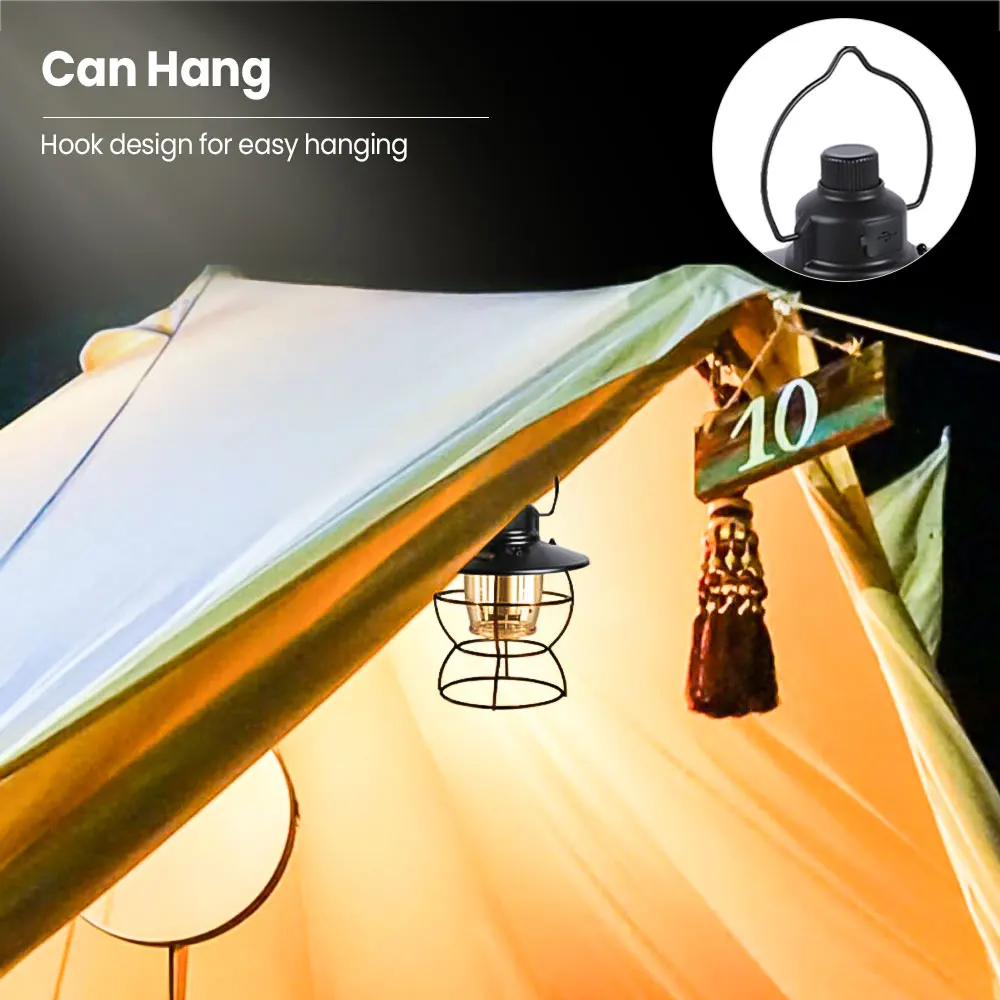 Ретро Портативный Фонарь Для Кемпинга С USB-аккумулятором Винтажный Стиль