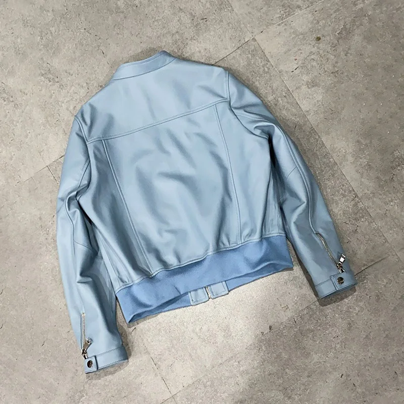 Lady Real Leather Jacket Stand Collar Bomber Coats Genuine Sheepskin Zipper Women Full Sleeve Spring Jacket TF5462