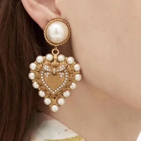 heart pearl earrings korean style for women 2022 gold earrings luxury boucles doreilles brinco pendientes mujer