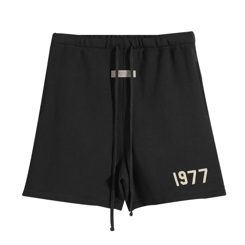 

Season 8 Double Line Street Fashion Drawstring Shorts Men's And Women's 1977 Flocking Label 100% Cotton Hip Hop Loose Shorts