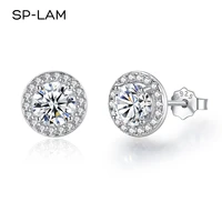 sp lam silver stud earrings moissanite 925 sterling vvs bridal earing 2022 modern bright trendy woman jewelry