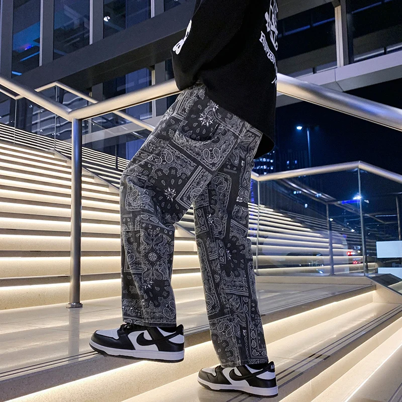 Уличный сверхразмерный джинсы мужские черные Y2k Harajuku мешковатые широкие брюки