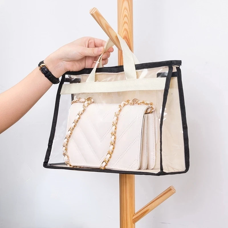 

1 pc Dust-Proof Household Transparent Storage Bag Organizer Hanging Handbag Protect Cover with Zipper High Capacity Storage Bags