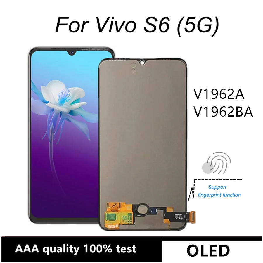 

OLED дисплей 6,44 дюйма для Vivo S6 5G V1962A V1962BA, Замена ЖК-дисплея