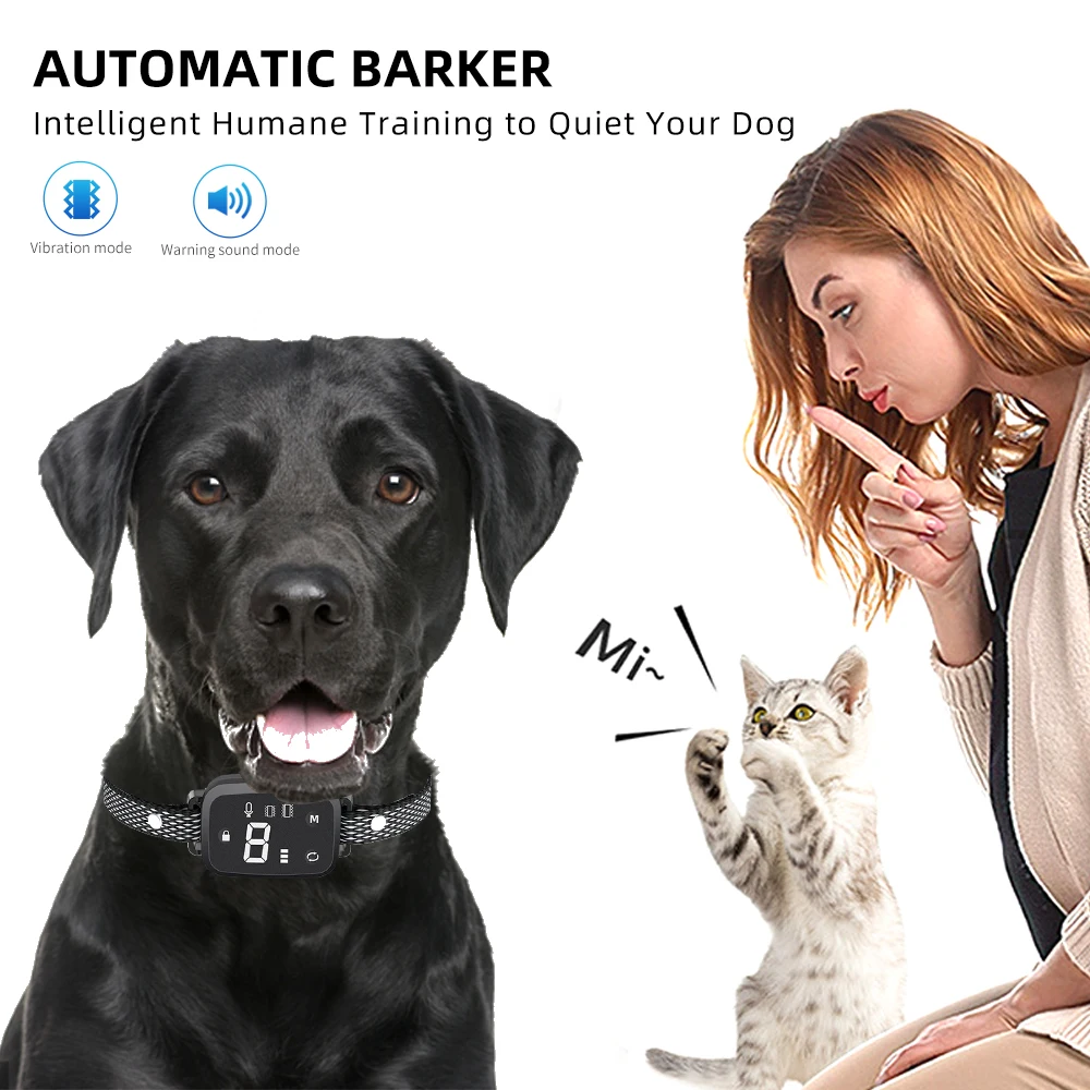 

Ошейник для дрессировки собак с дистанционным управлением, двойная вибрация, Электрический ультразвуковой аксессуар для дрессировки домашних животных