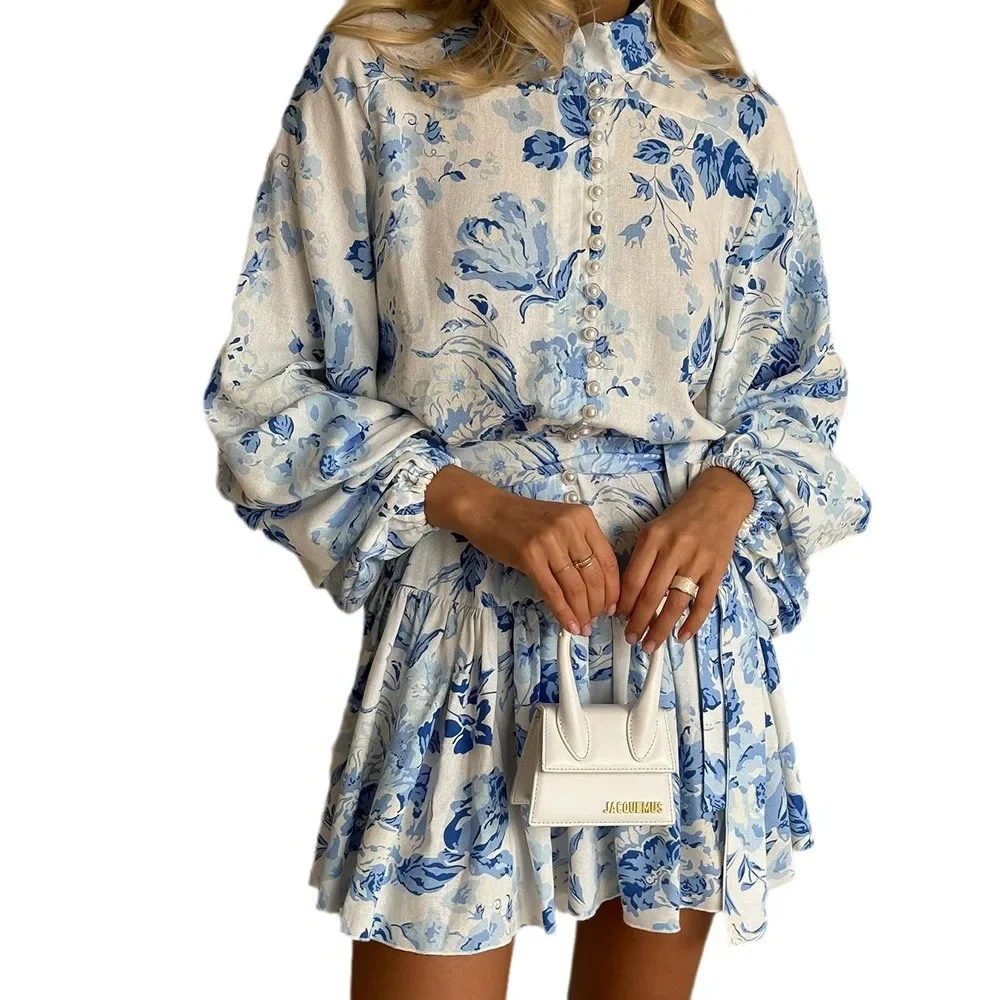 2024 ранняя осень винтажное женское платье с пышными рукавами облегающее талию