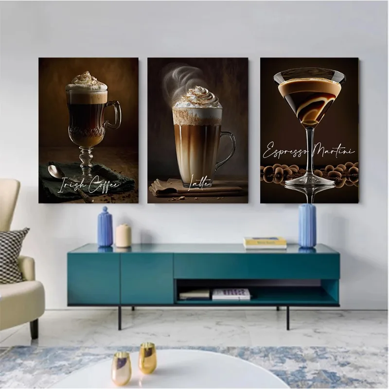 Современный постер для напитков коктейлей вина кофе мартини и Мохито Картина на